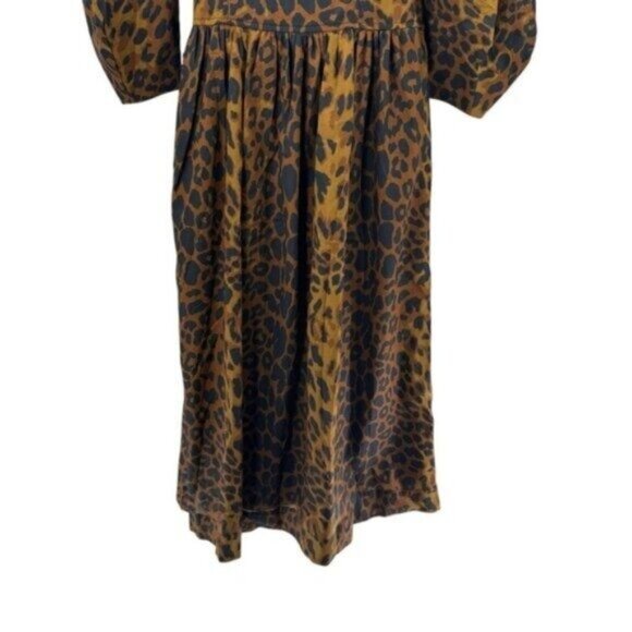 Tuckernuck NEW Leopard Graciela Puff Sleeve Square Neck Midi Dress Size 14 - Picture 8 of 8